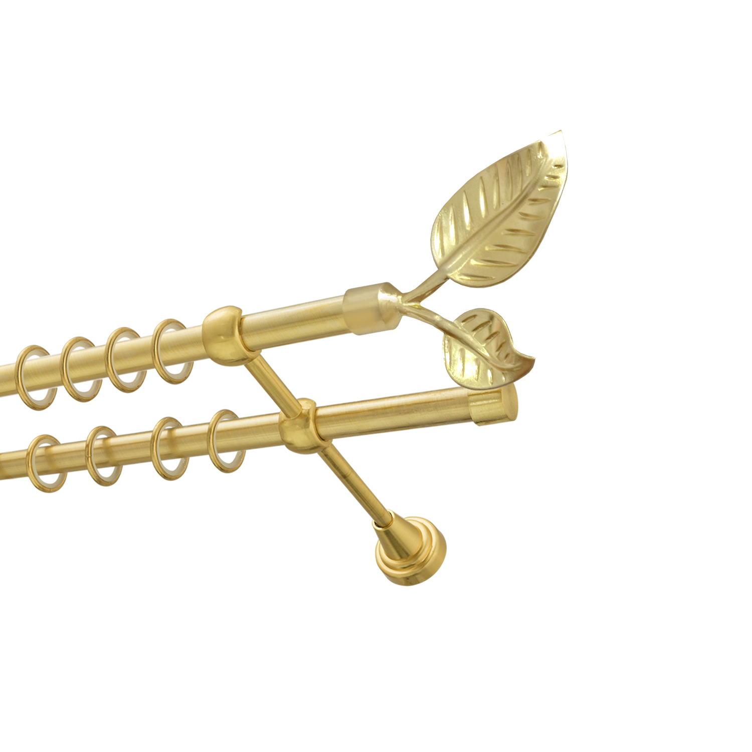 Металлический карниз для штор Тропик, двухрядный 16/16 мм, золото, гладкая штанга, длина 240 см - фото Wikidecor.ru
